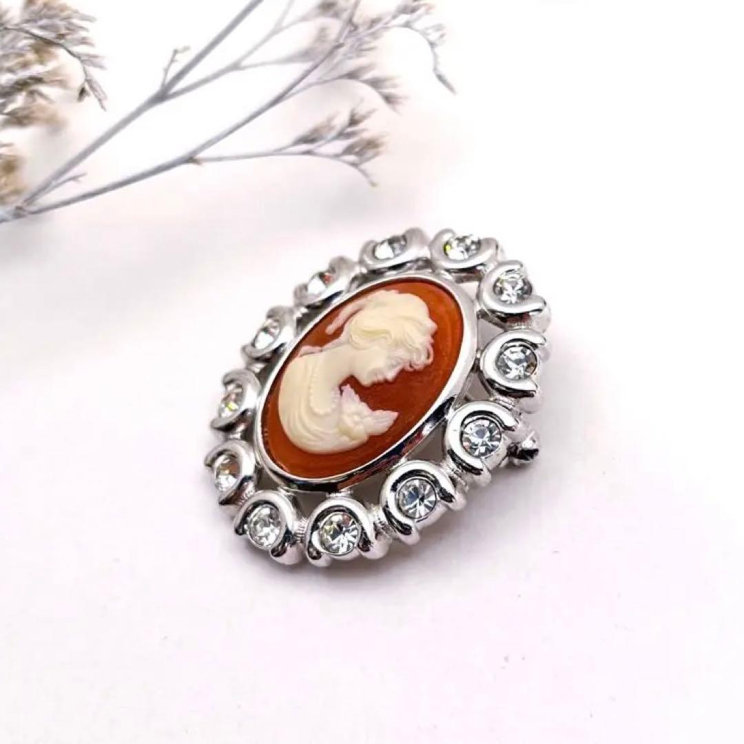 936 BURBERRY バーバリー カメオ 貴婦人 女神 シルバー オレンジ