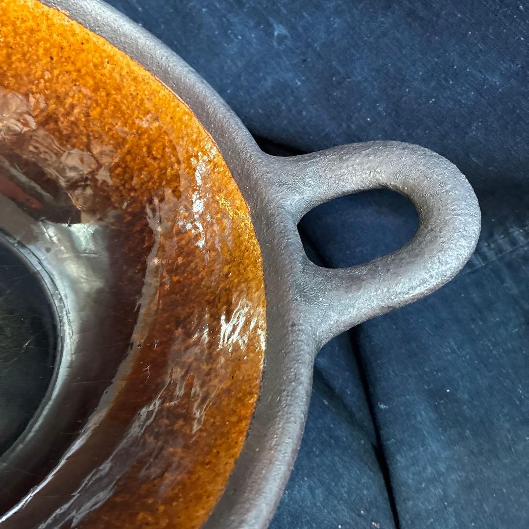 陶器製　鍋　土鍋　山本教行　中古　傷無し 最大横幅40.2センチ岩井窯