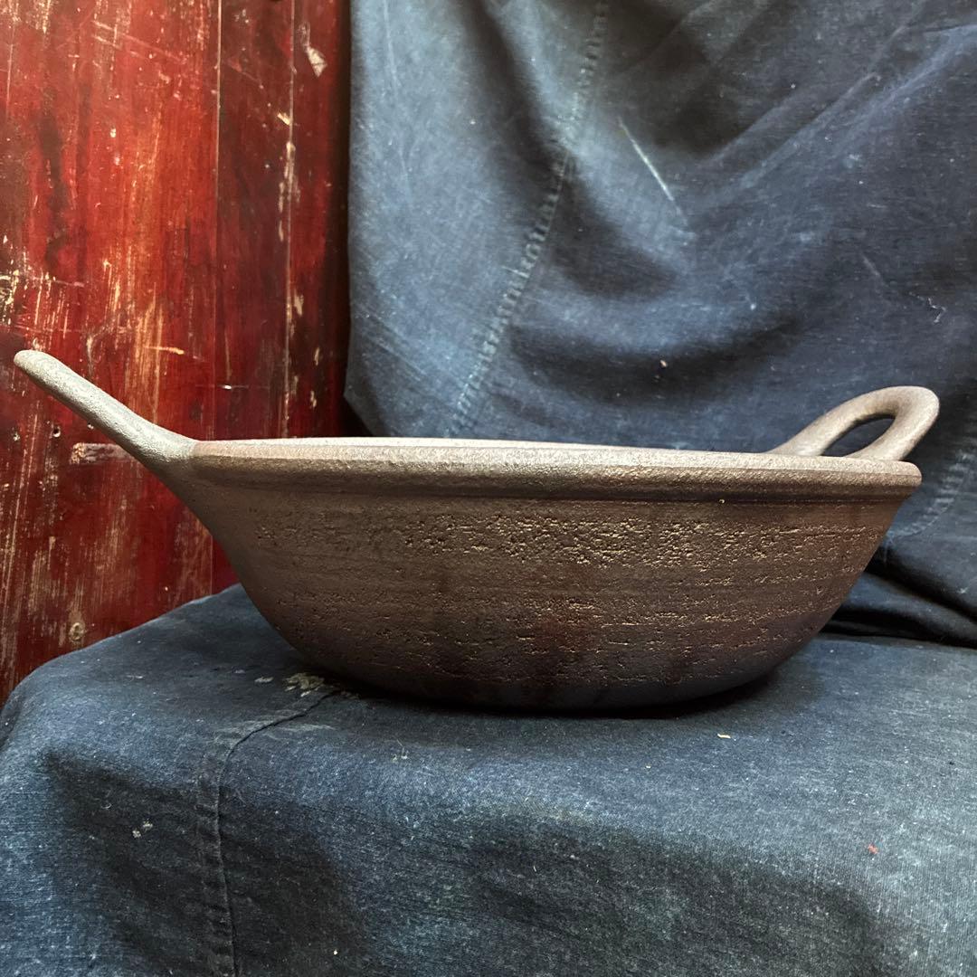 陶器製　鍋　土鍋　山本教行　中古　傷無し 最大横幅40.2センチ岩井窯