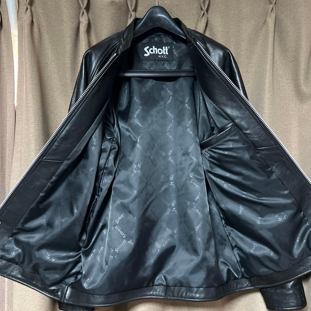 Schott ブラックレザー シングルライダース