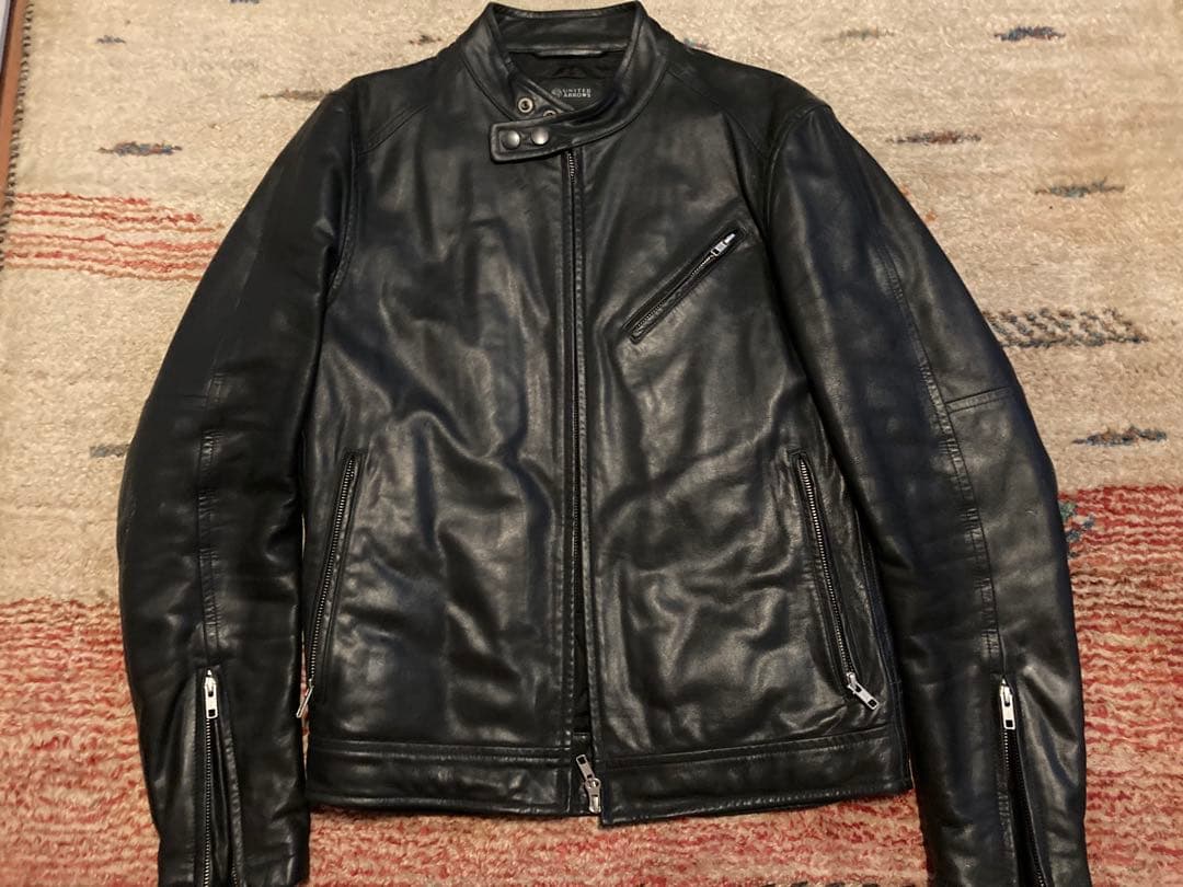 ユナイテッドアローズ　羊皮シングルライダースBEAUTY&YOUTH ブラック黒