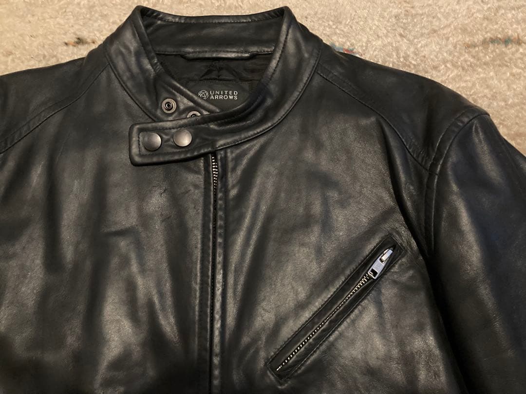 ユナイテッドアローズ　羊皮シングルライダースBEAUTY&YOUTH ブラック黒