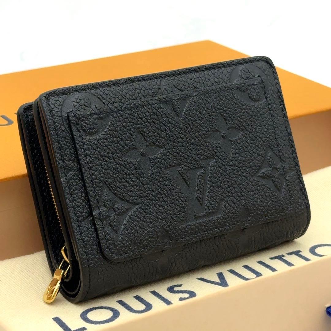 【新品級】ルイヴィトン ポルトフォイユ クレア アンプラント 黒 三つ折り財布