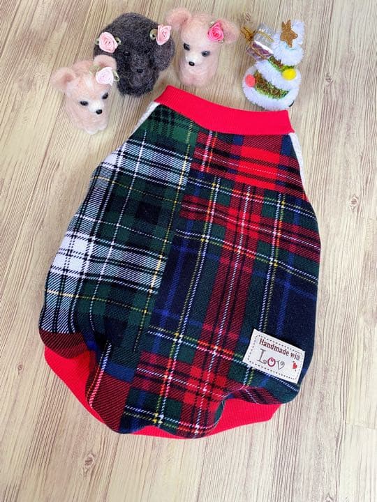 犬服  ラグラン Xmasカラー   ꒡̈⃝Lily꒡̈⃝ハンドメイド