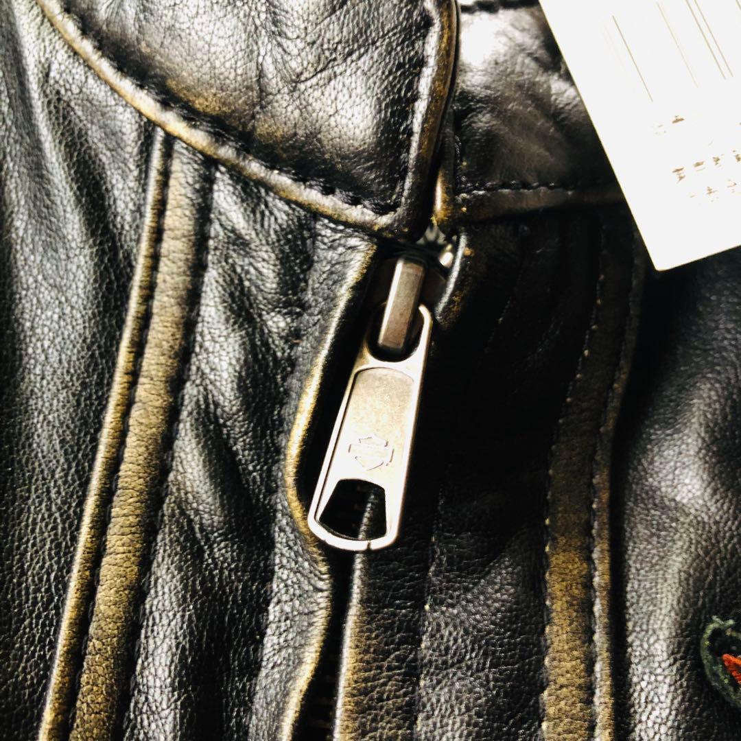 9.5万✨未使用 ハーレーダビッドソン ライダースジャケット 刺繍 ブラック L