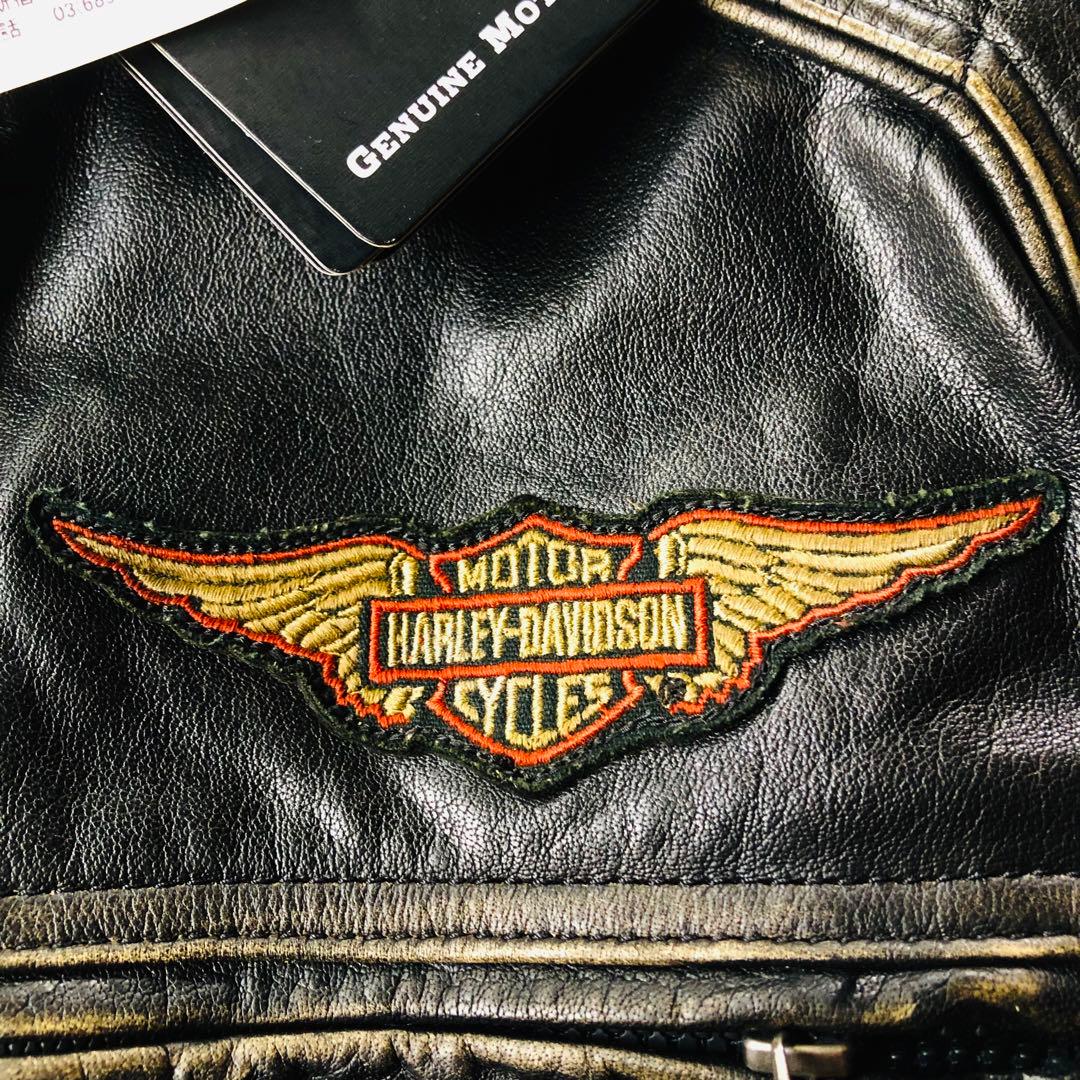 9.5万✨未使用 ハーレーダビッドソン ライダースジャケット 刺繍 ブラック L