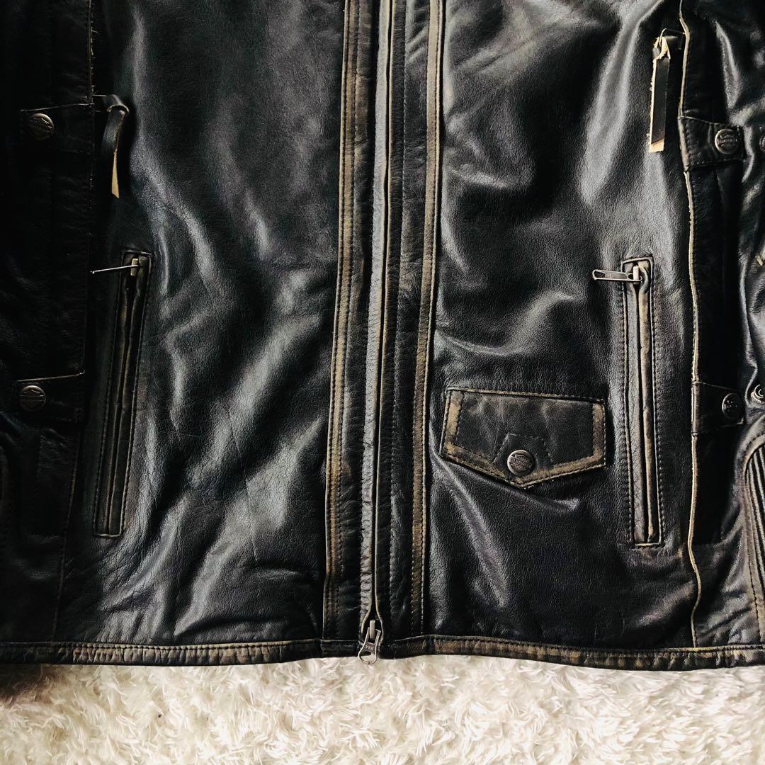 9.5万✨未使用 ハーレーダビッドソン ライダースジャケット 刺繍 ブラック L