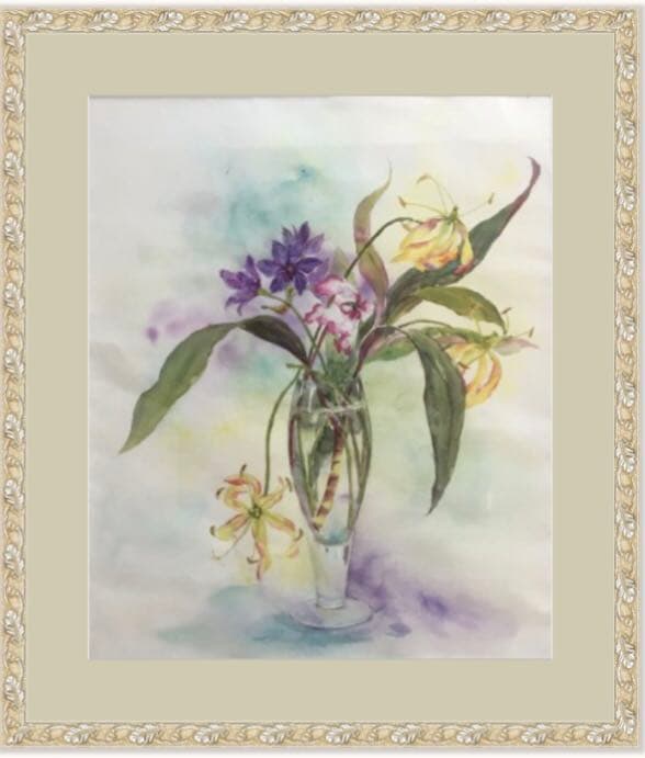 絵画　原画　グロリオサ　水彩画