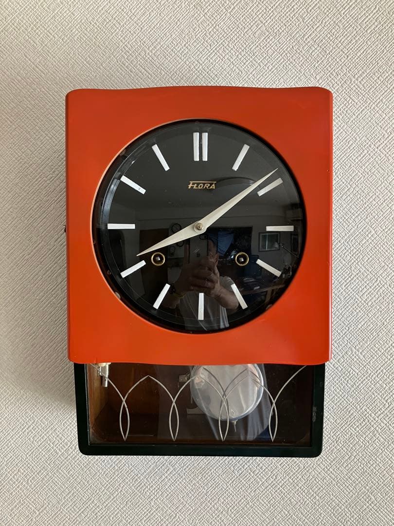 佐藤時計(Sato)「Flora」ゼンマイ式振り子時計　昭和30年代