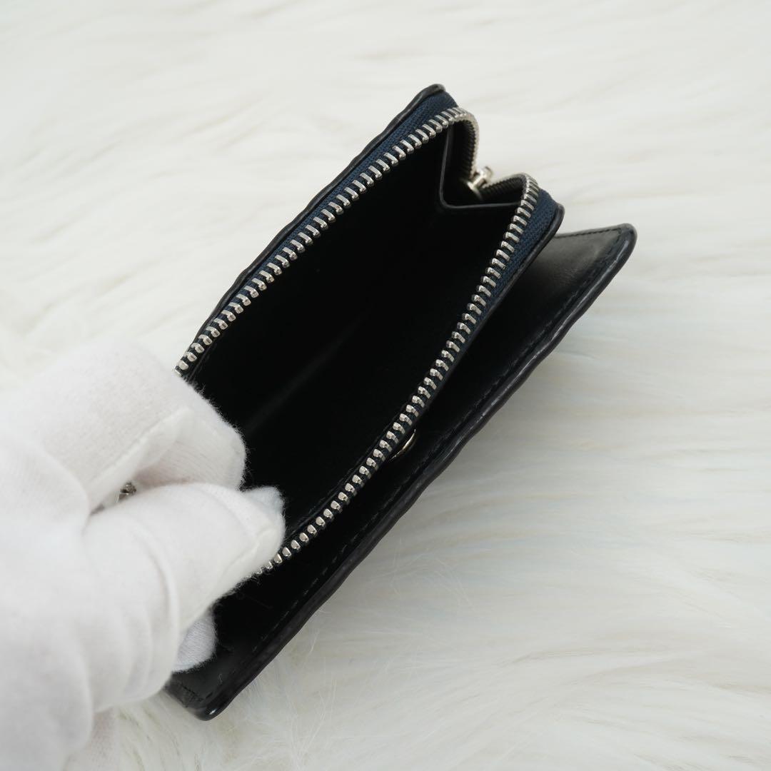 極美品　LOEWE ロエベ　折り財布　レザー　リピートアナグラム　ネイビー　新型