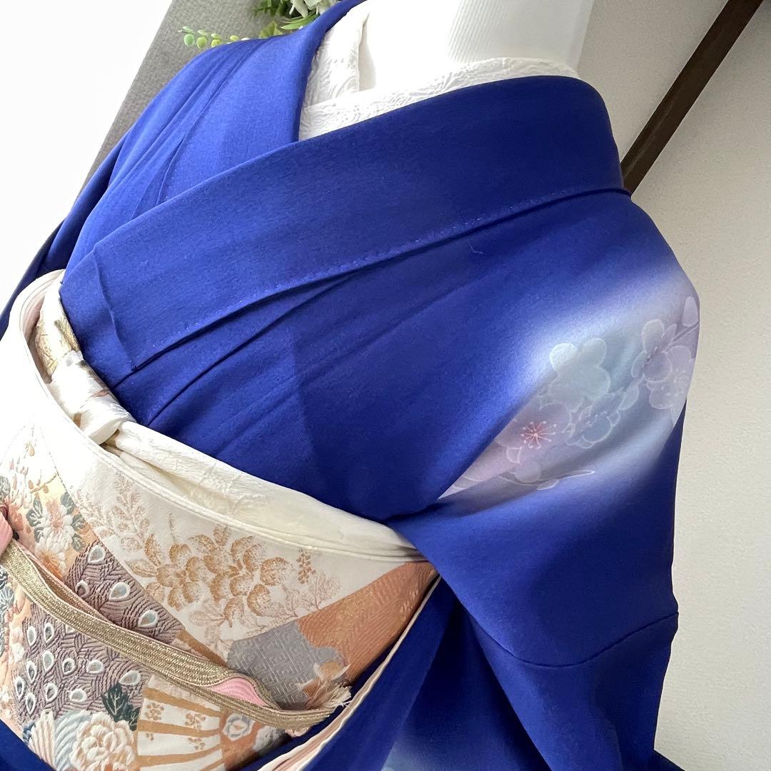 ブルー 友禅 4点 フルセット 訪問着 入学式 卒業式 入園式 春 秋 冬