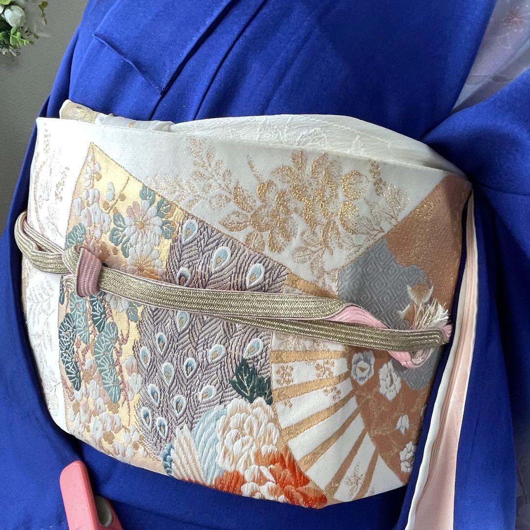 ブルー 友禅 4点 フルセット 訪問着 入学式 卒業式 入園式 春 秋 冬