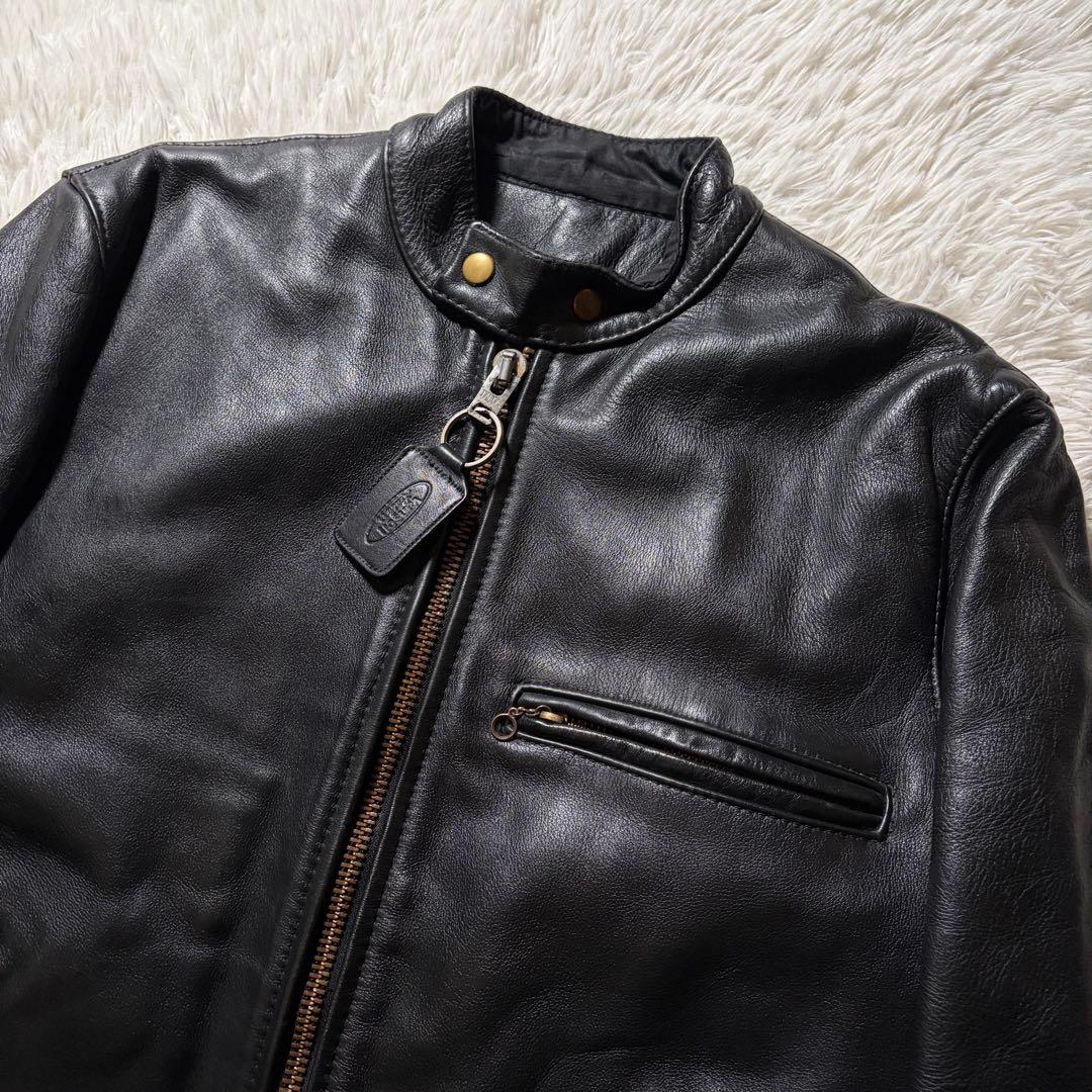 美品/42サイズ■VANSON ライダースジャケット　シングル　本革　ブラック