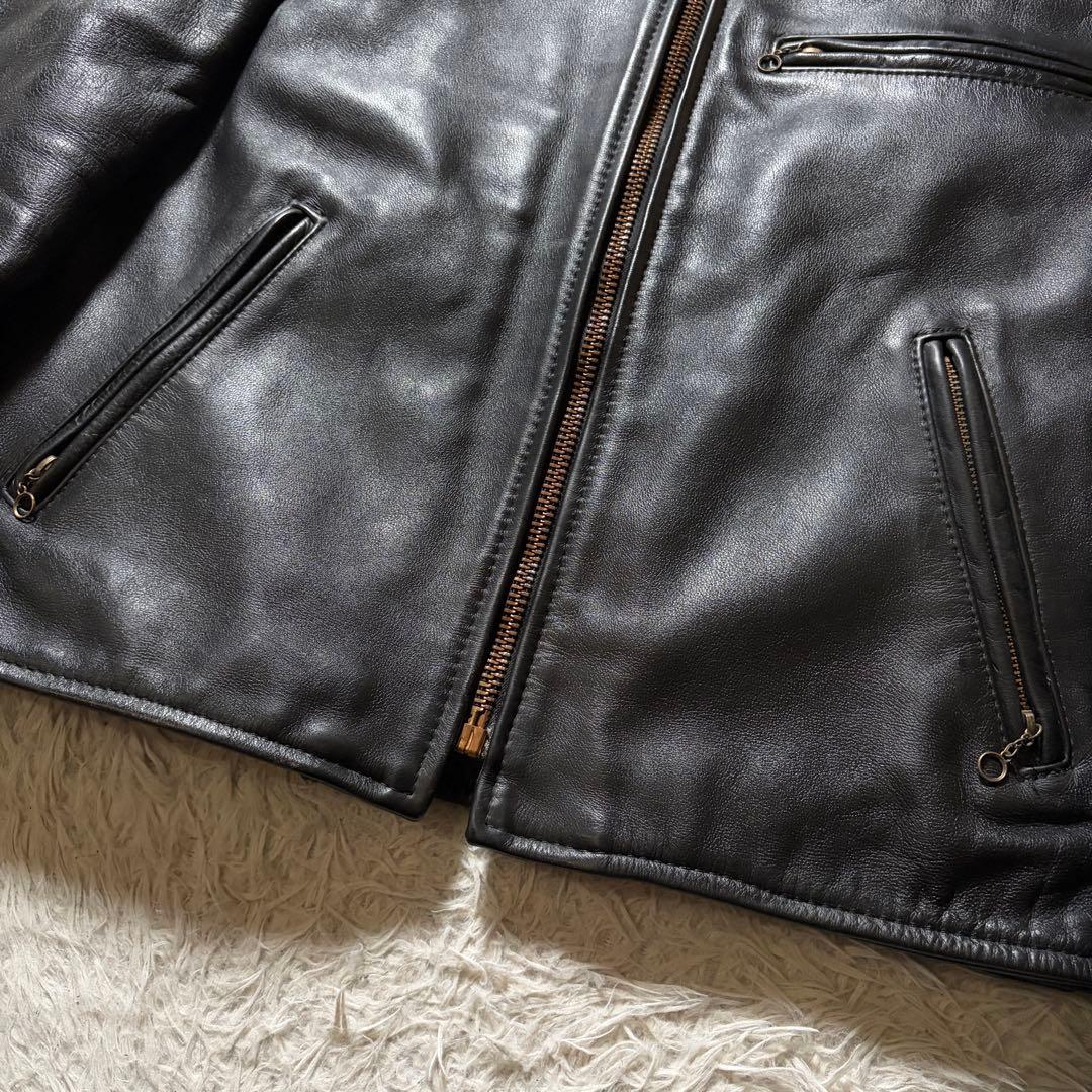 美品/42サイズ■VANSON ライダースジャケット　シングル　本革　ブラック