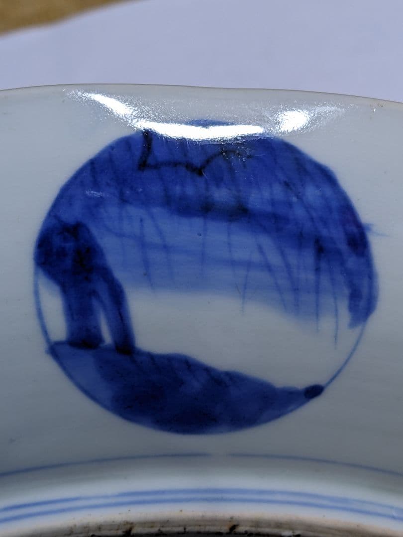 ♦江戸時代 1700年 古伊万里 染付 花唐草 龍紋様 輪花大皿 干支飾り縁起物