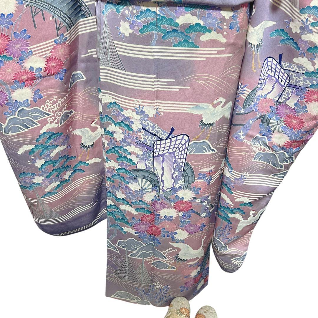 正絹　振袖　7点　フルセット　半衿付き長襦袢