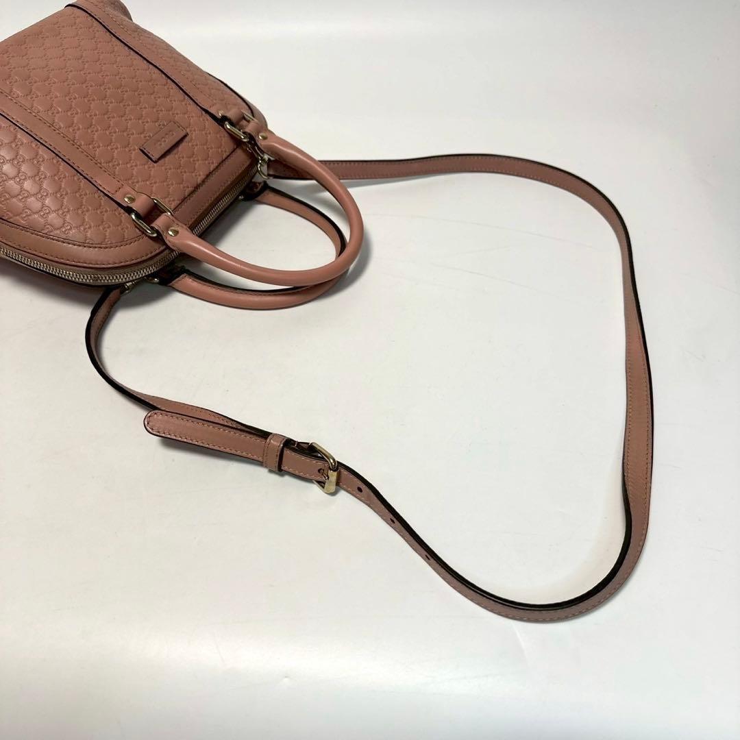r81【美品】グッチ　GGシマ　レザーピンク　2wayショルダー ハンドバッグ.