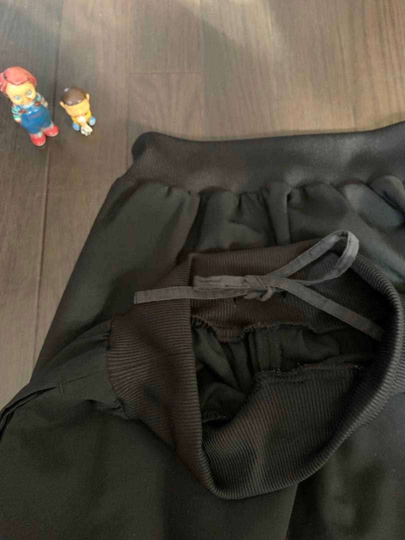 ヨウジヤマモトリミフゥサイドジッパー ブラック リブスカートパンツ