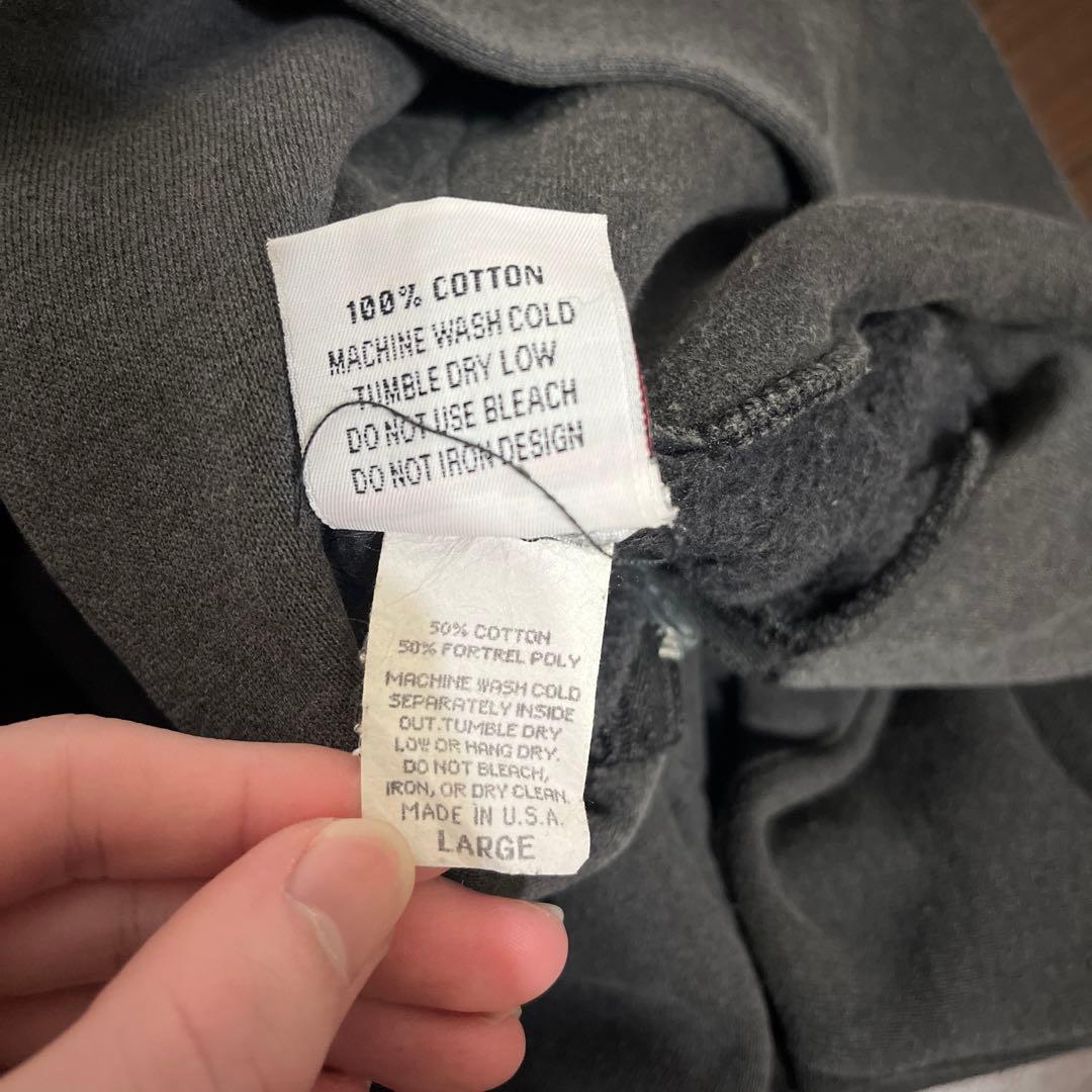 90s usa製 ジップアップパーカー 黒フェード 無地