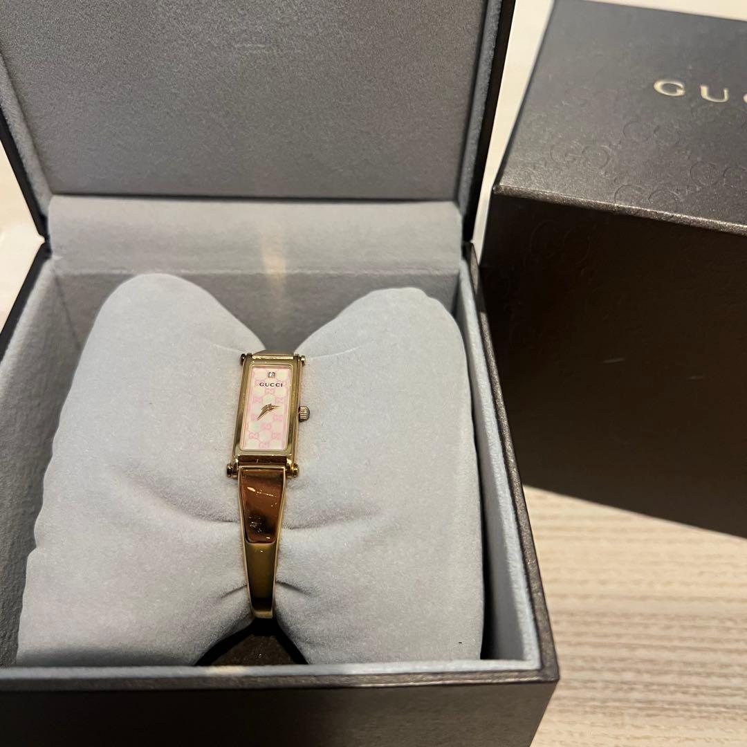 GUCCI バングルウォッチ シェル盤 箱付き 腕時計 ブレスレット