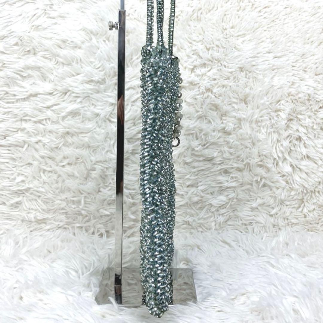 フラワー アンテプリマ スクエア ブルーシルバー ワイヤーバッグ チャーム