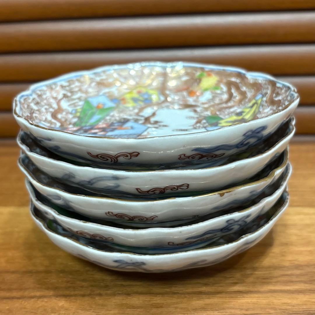 江戸時代　古伊万里焼　金彩　鳳凰　５枚皿