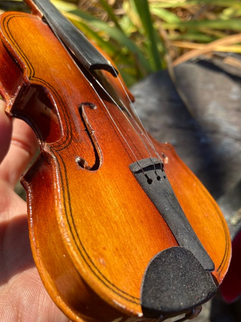 レア　ボストン美術館　木製バイオリンのオブジェ　弓付き