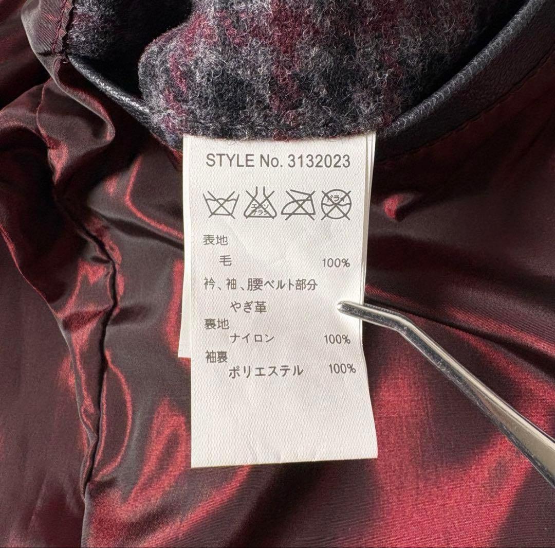 Schott レザー x ウール ライダースジャケット M 山羊革 チェック