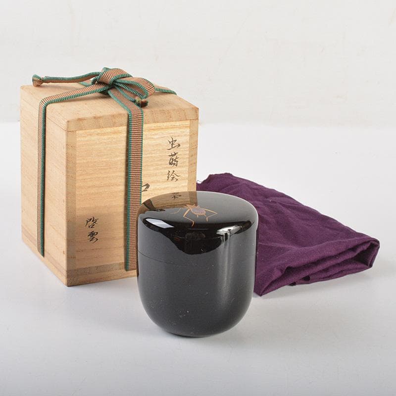 茶道具　啓雲作　螺鈿装飾　虫蒔絵　中棗　共箱　V　6640
