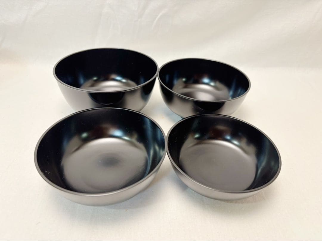 ほぼ未使用 懐石道具 四つ碗 応量器 2客セット 黒塗 小丸椀 元箱