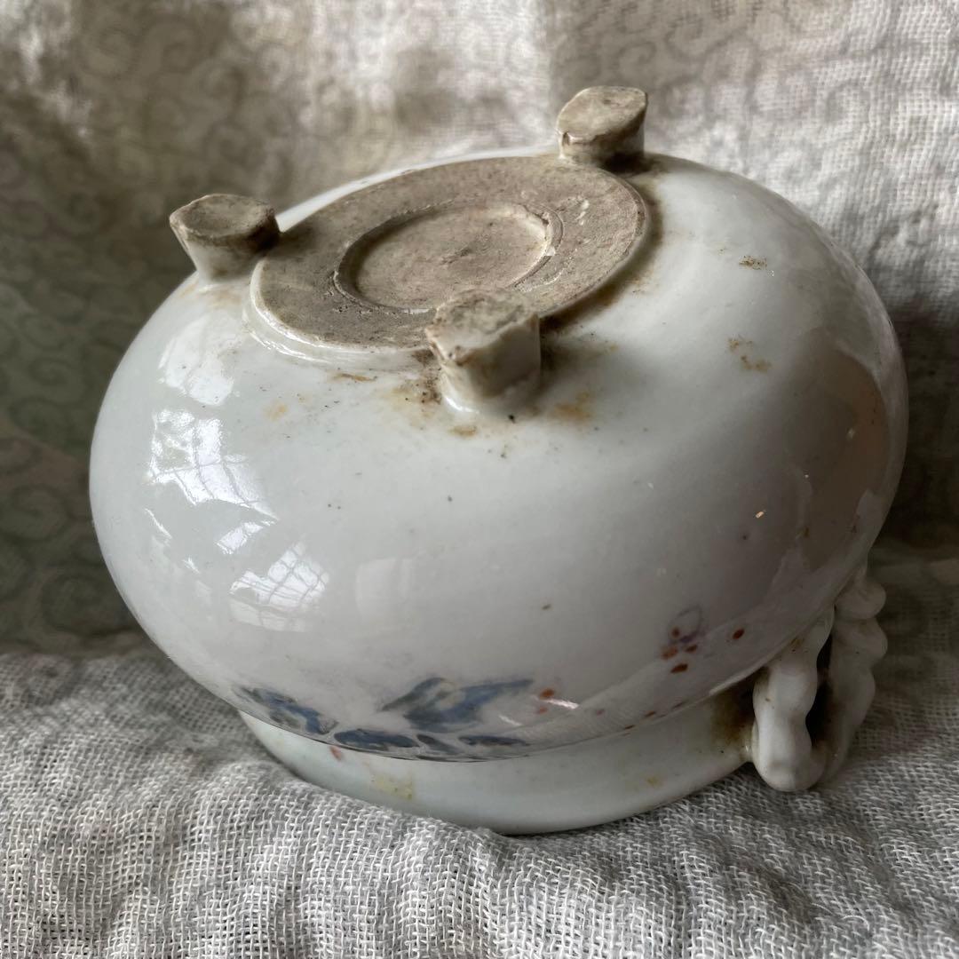 香炉　白磁　古陶磁器　骨董　アンティーク　China 三つ足　花　古玩　古美術