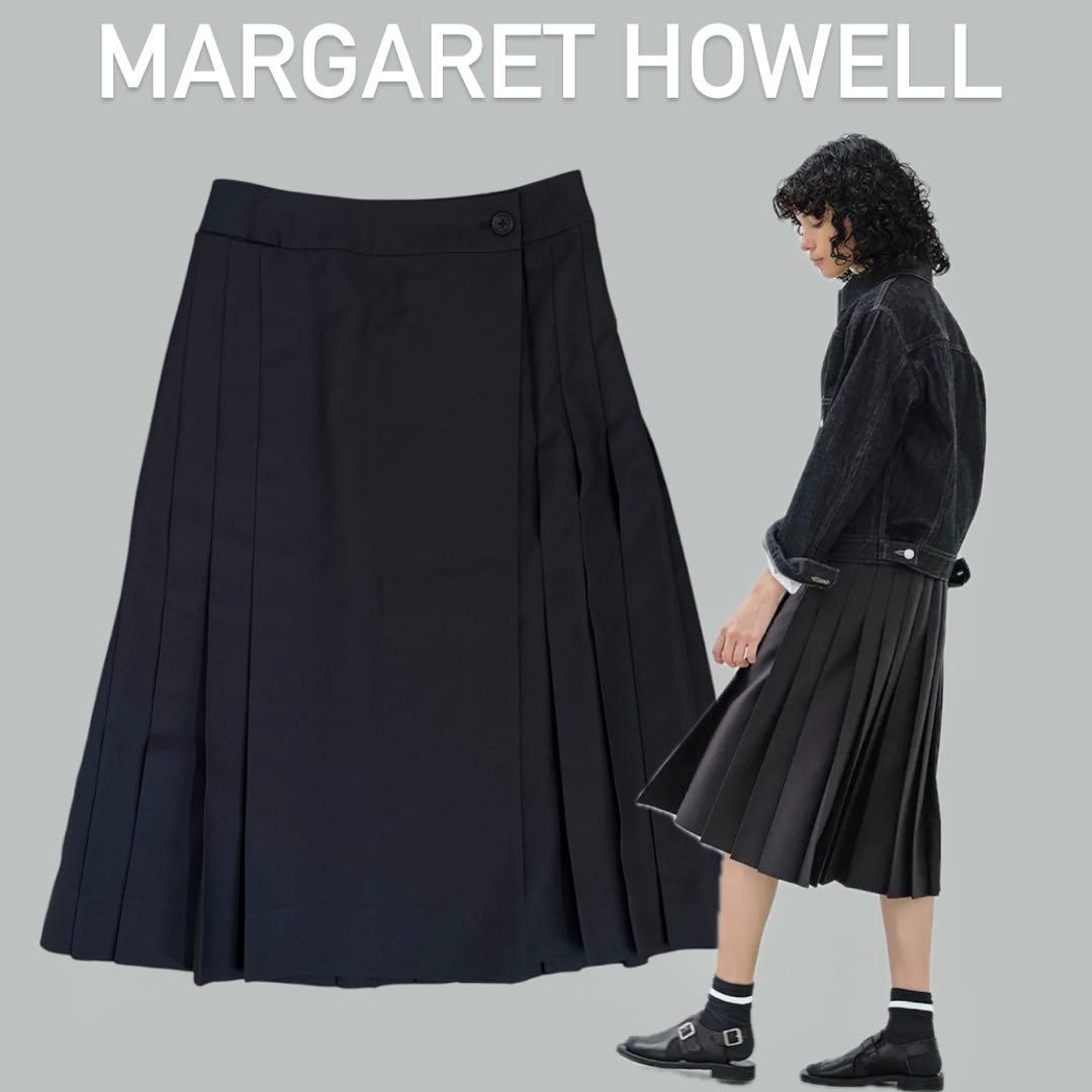 2024マーガレットハウエルWOOL BLEND TWILL プリーツスカート