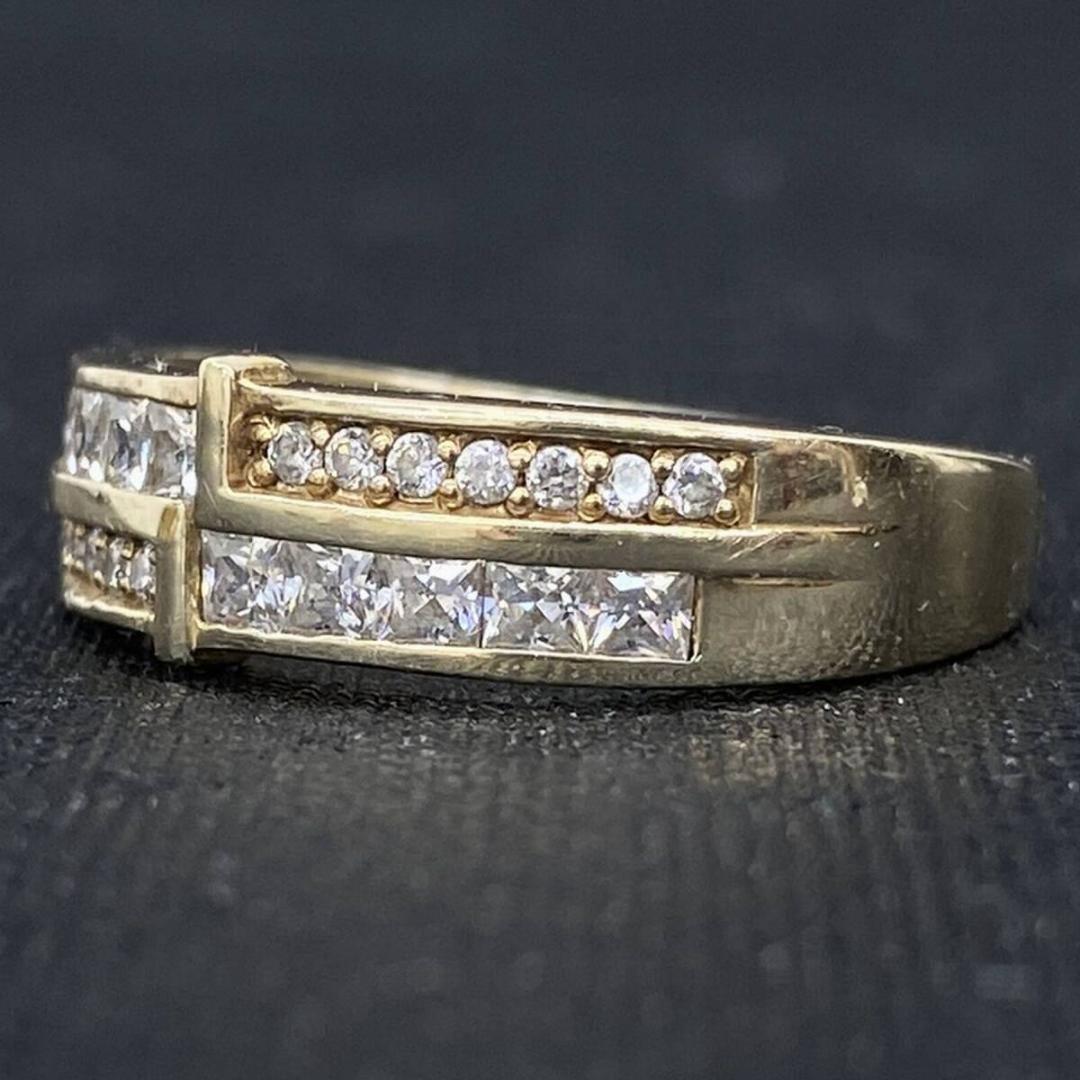 AVALANCHE 10K ゴールド ジルコニア クロス デザインリング 17号