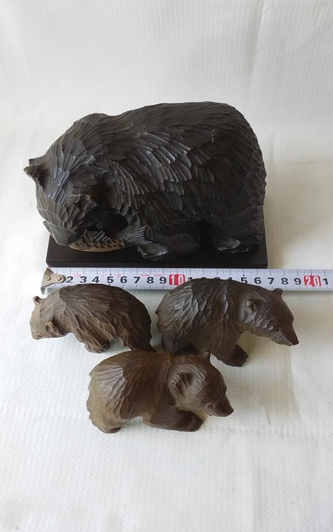 アイヌの木彫りの熊 大中小５体 大４０×２５×２５