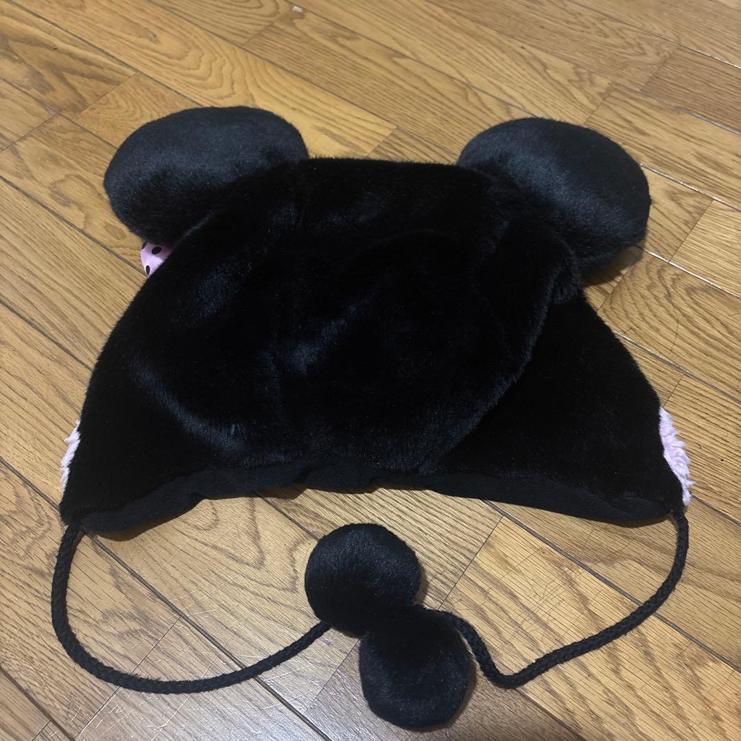ミッキー風耳付きフリース帽子