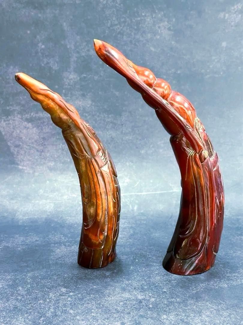 【⭐️稀少❣️美品⭐️】水牛彫刻　角製寿老人像　角製壽老翁人物　中國美術　東洋彫刻