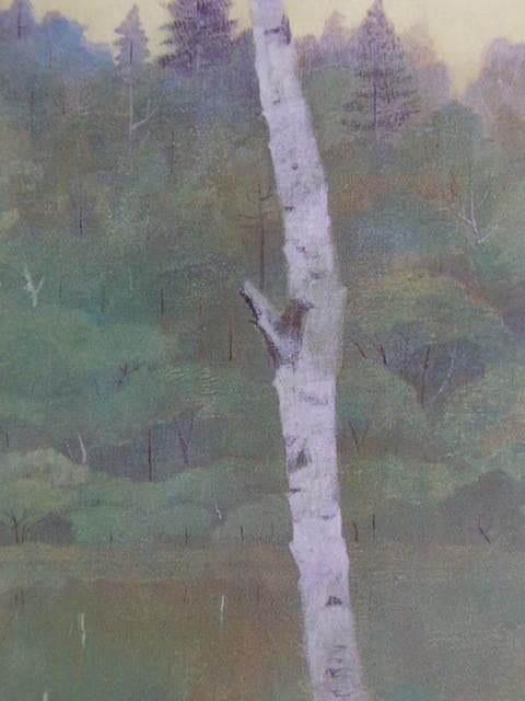 山岸純、【若葉の季】、希少な額装用画集より、状態良好、新品額装付