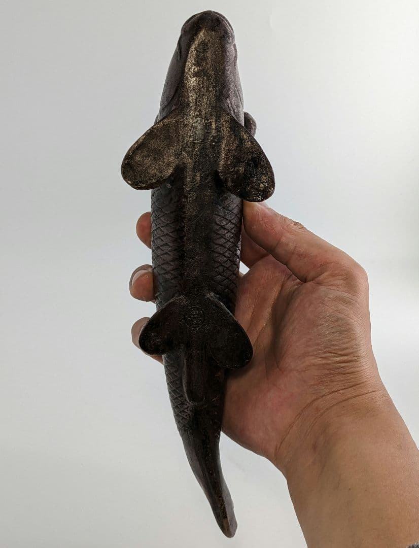 木村陶峰 備前焼 鯉仙人置物 琴高仙人 細工物 魚 縁起物 工芸品 インテリア