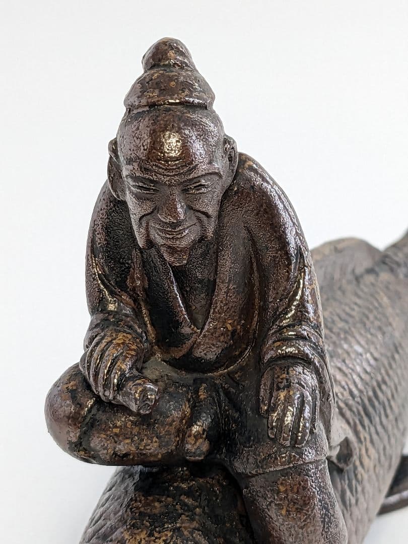 木村陶峰 備前焼 鯉仙人置物 琴高仙人 細工物 魚 縁起物 工芸品 インテリア