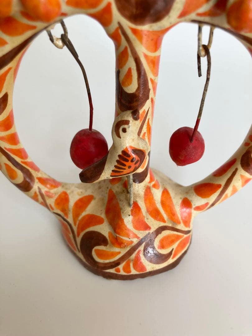 メキシコ民藝 生命の樹 ツリーオブライフ 燭台 オレンジ