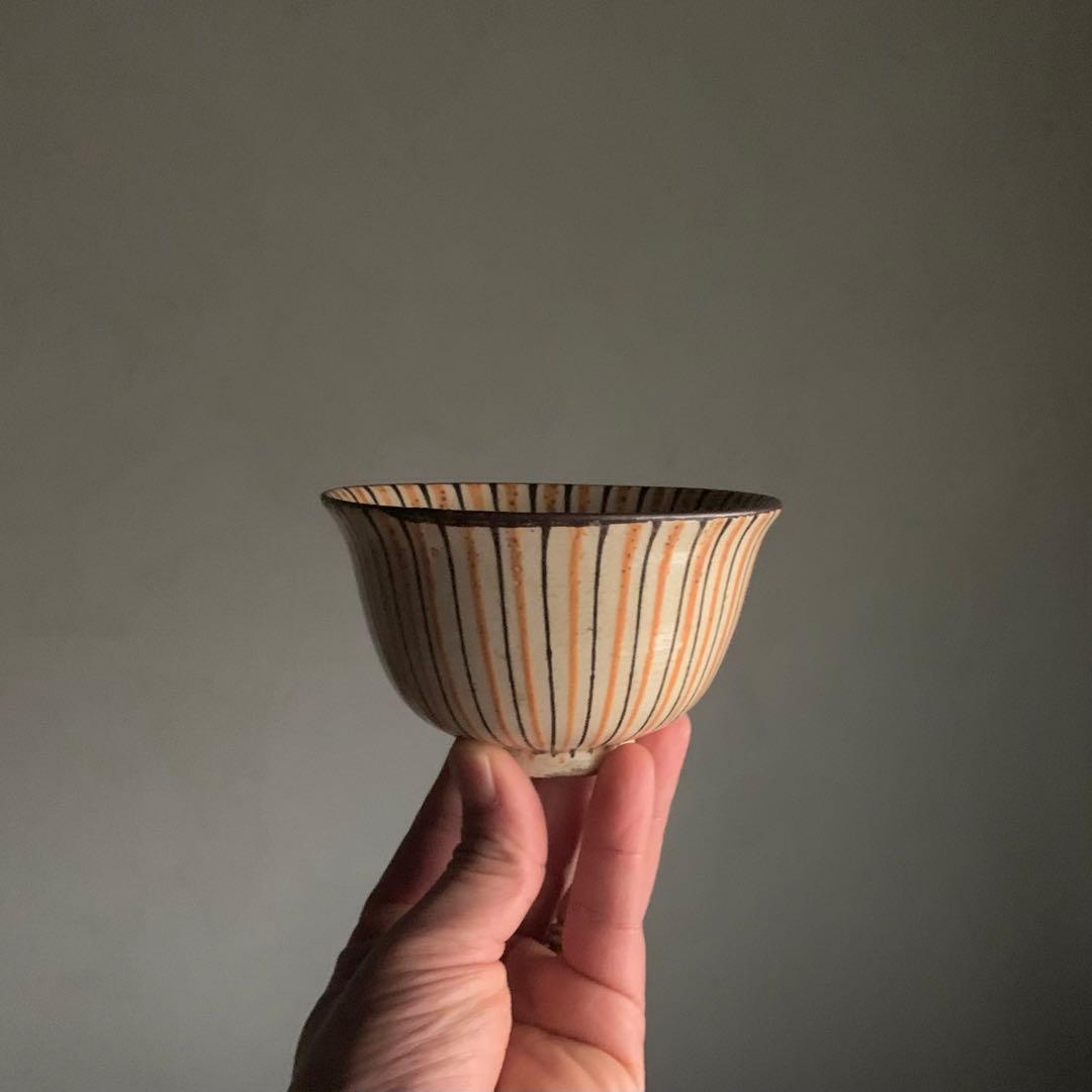 瀬戸 麦藁手 茶碗 江戸後期 茶道具 古美術 古道具 アンティーク