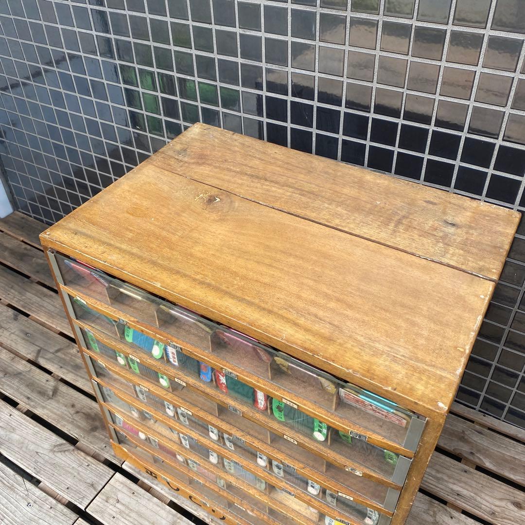 昭和レトロ 金しどり印絹糸 店舗什器 ショーケース 木製 古家具 糸大量