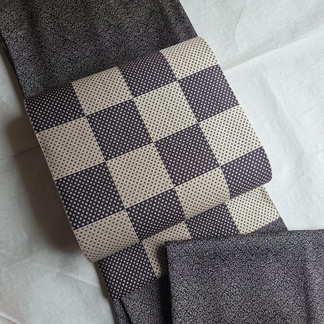 【訳有】細かな模様を楽しむ　チャコールグレーのお召