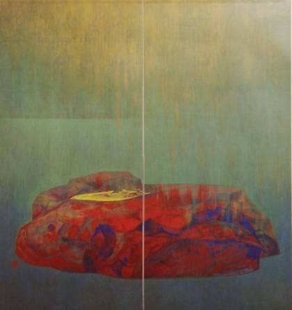 岩橋 英遠、庭石、大判、額装用・画版、日本製・新品額 額装付、状態良好