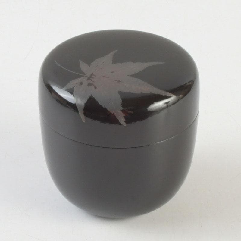 茶道具　漆匠　前端春斉作　黒一閑　雲錦　桜紅葉蒔絵　大棗　共箱　V　9342