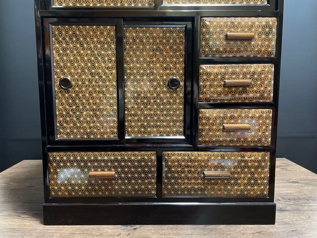 勲六等瑞宝章受章　露木清次創作　箱根寄木細工　小箪笥　伝統工芸品