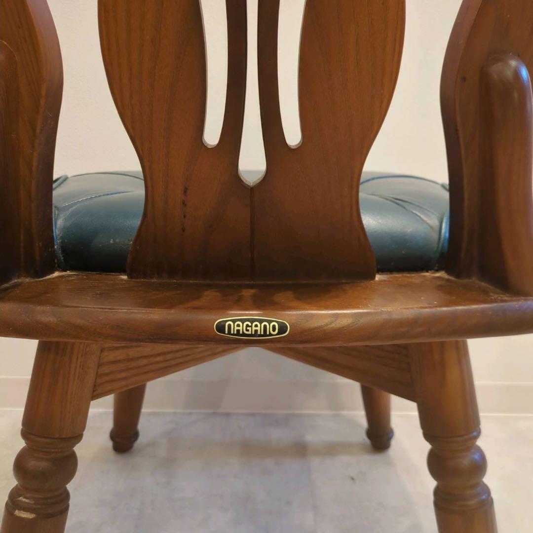 ナガノインテリア　ダイニング回転チェア緑2/3