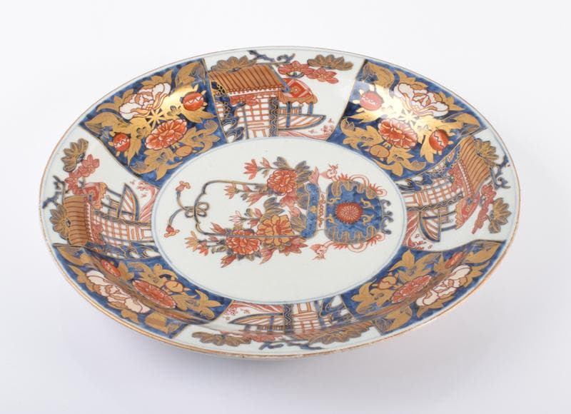 Evan 元禄伊万里　錦手金彩花草文盤　飾皿　直径41cm　V 3429A