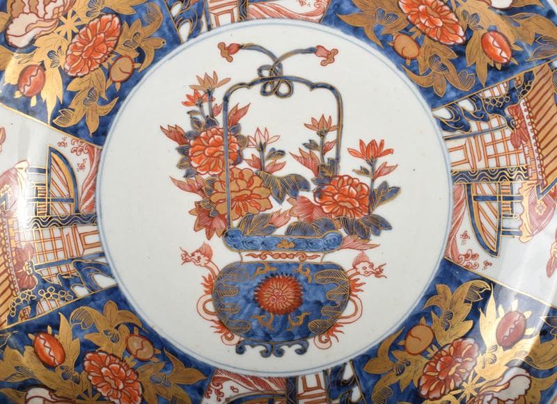 Evan 元禄伊万里　錦手金彩花草文盤　飾皿　直径41cm　V 3429A