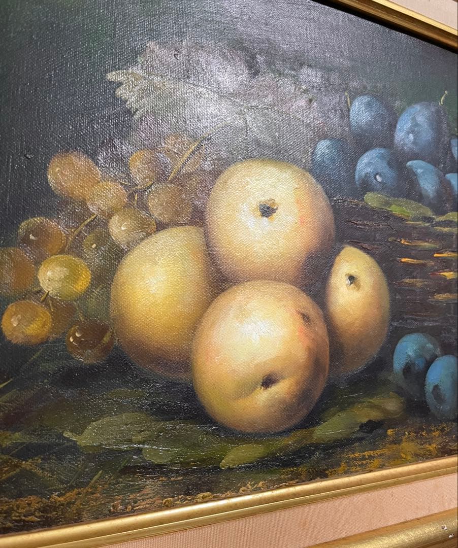 絵画風 油彩画 果物 フルーツ 油彩 額装 絵画 複製画 模造 模写 レプリカ